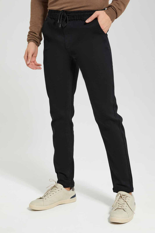 Redtag-Black-Knit-Denim-Pull-Ons-Category:Jeans,-Colour:Black,-Deals:New-In,-Filter:Men's-Clothing,-Men-Jeans,-New-In-Men-APL,-Non-Sale,-Section:Men,-TBL,-W22B-Men's-