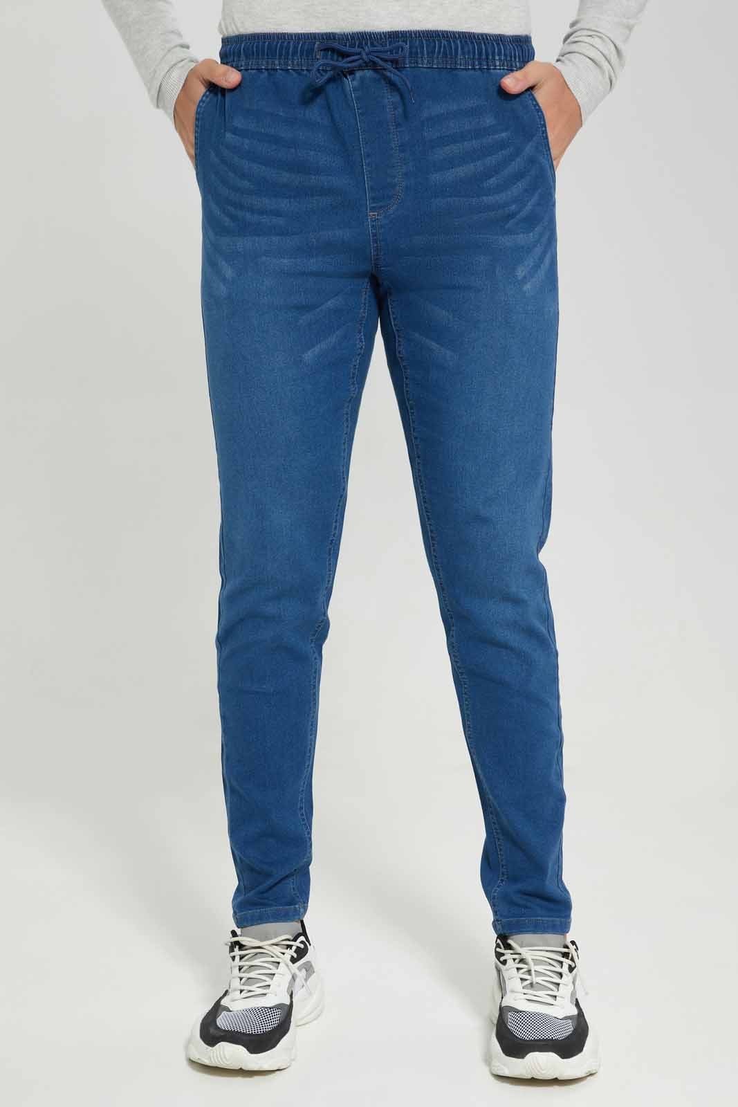 Redtag-Mid-Wash-Knit-Denim-Pull-Ons-Category:Jeans,-Colour:Indigo,-Deals:New-In,-Filter:Men's-Clothing,-Men-Jeans,-New-In-Men-APL,-Non-Sale,-Section:Men,-TBL,-W22B-Men's-