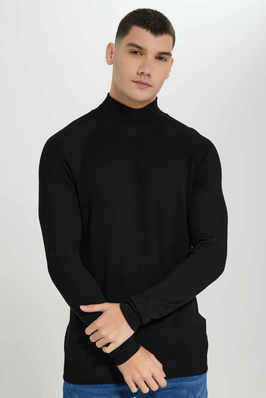 Redtag-Black-Knitwear-Highneck-Category:Cardigans,-Colour:Black,-Deals:New-In,-Filter:Men's-Clothing,-Men-Cardigans,-New-In-Men-APL,-Non-Sale,-Section:Men,-TBL,-W22B-Men's-