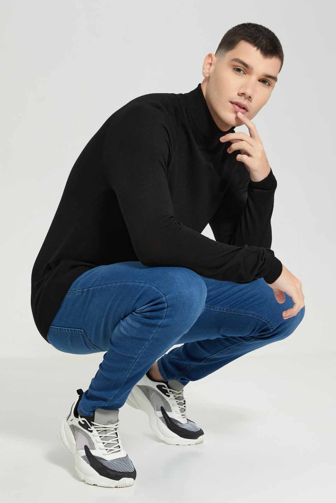 Redtag-Black-Knitwear-Highneck-Category:Cardigans,-Colour:Black,-Deals:New-In,-Filter:Men's-Clothing,-Men-Cardigans,-New-In-Men-APL,-Non-Sale,-Section:Men,-TBL,-W22B-Men's-