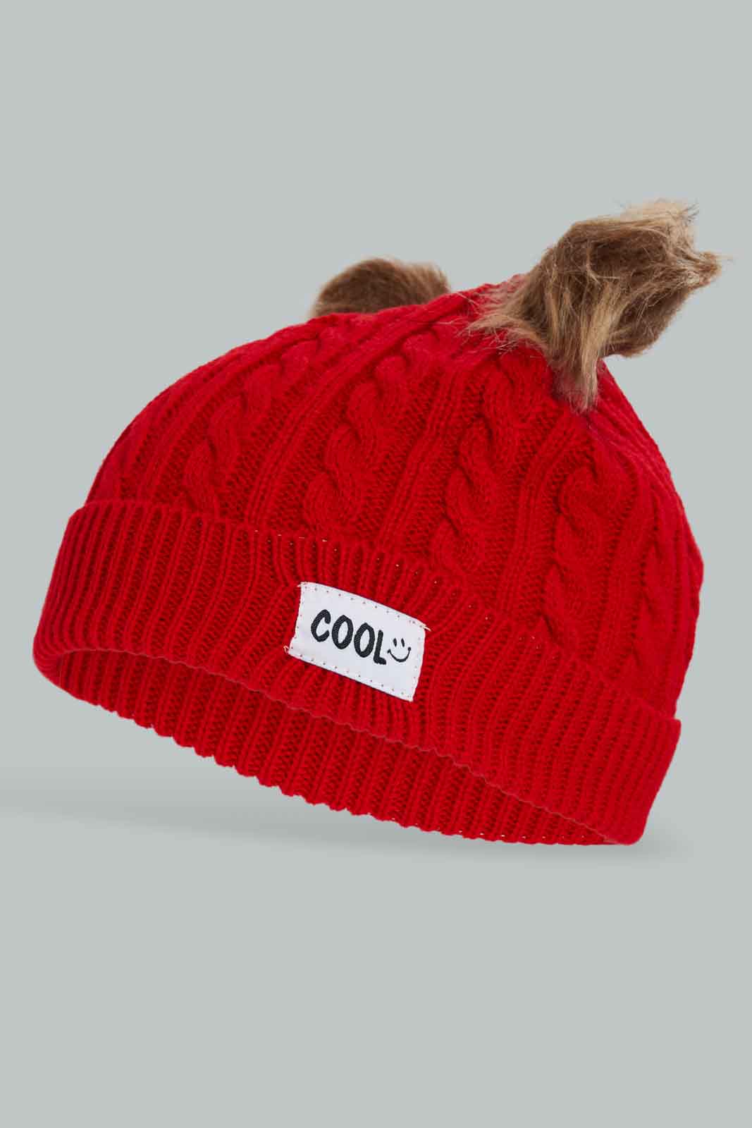 Redtag-Assorted-Red-And-Biege-Knitted-Cap-Set-Of-2-BOY-Knitted-Accessories,-Category:Knitted-Accessories,-Colour:Assorted,-Dept:Boys,-Filter:Boys-Accessories,-New-In,-New-In-BOY-ACC,-Non-Sale,-Section:Boys-(0-to-14Yrs),-W22B-Boys-