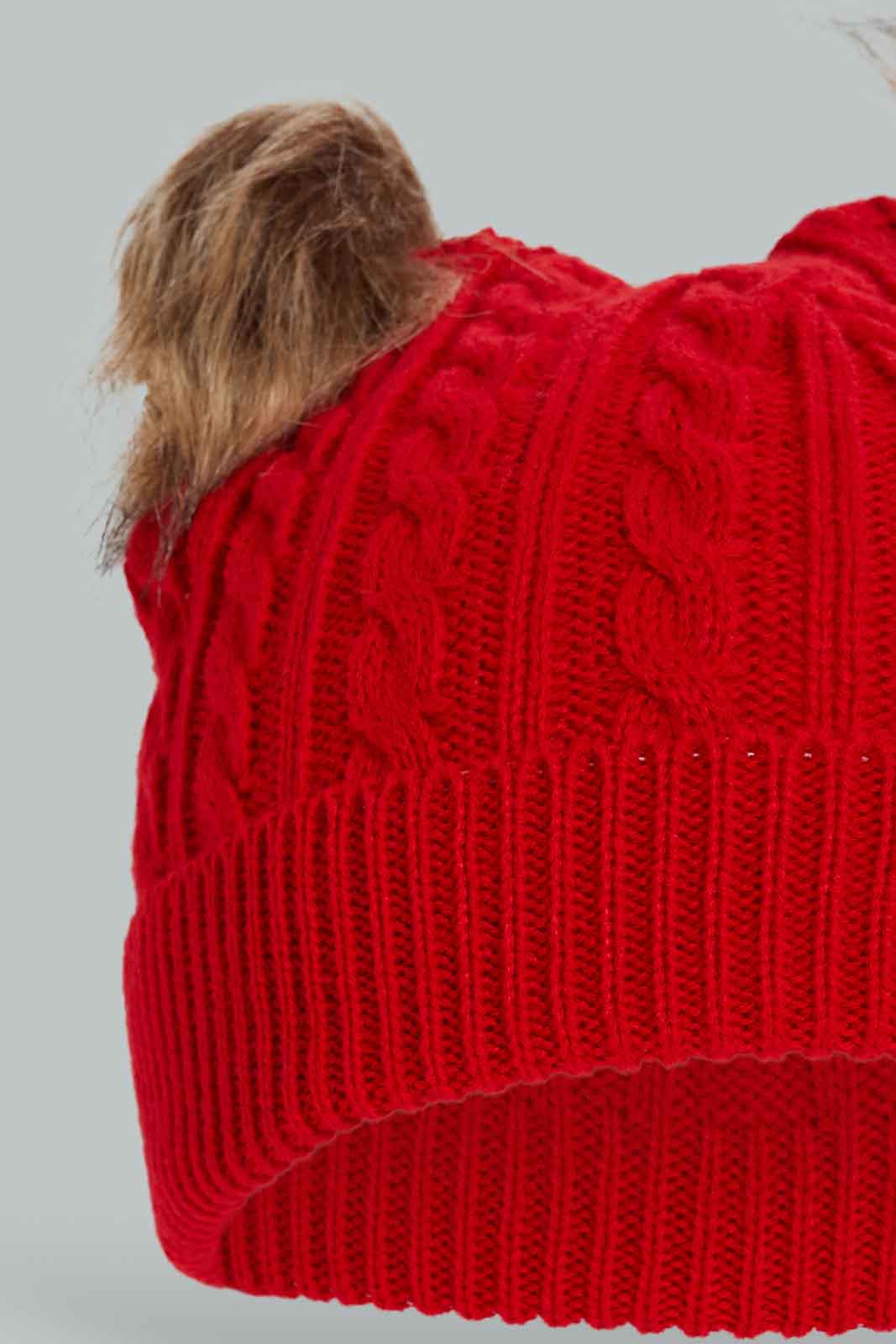 Redtag-Assorted-Red-And-Biege-Knitted-Cap-Set-Of-2-BOY-Knitted-Accessories,-Category:Knitted-Accessories,-Colour:Assorted,-Dept:Boys,-Filter:Boys-Accessories,-New-In,-New-In-BOY-ACC,-Non-Sale,-Section:Boys-(0-to-14Yrs),-W22B-Boys-