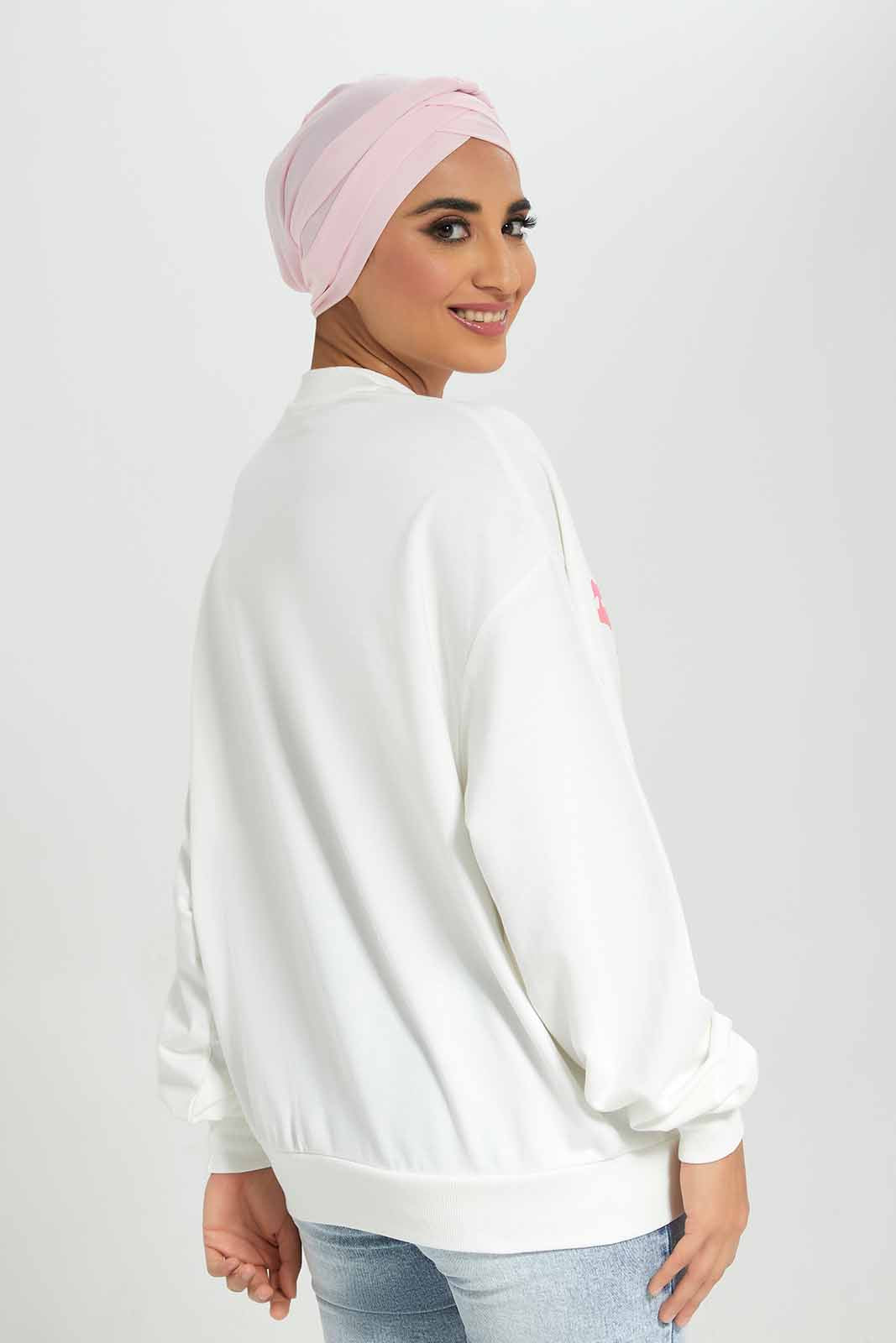 Women White Printed Sweatshirt
