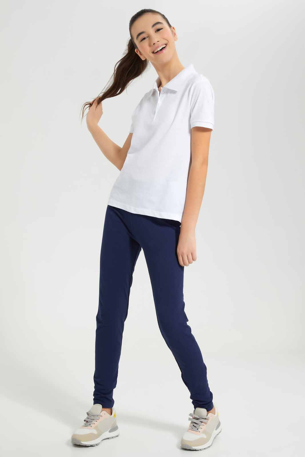 Redtag-White-Pique-Polo-Category:T-Shirts,-Colour:White,-Deals:New-In,-Filter:Senior-Girls-(9-to-14-Yrs),-GSR-T-Shirts,-New-In-GSR-APL,-Non-Sale,-Section:Girls-(0-to-14Yrs),-TBL,-W22O-Senior-Girls-9 to 14 Years