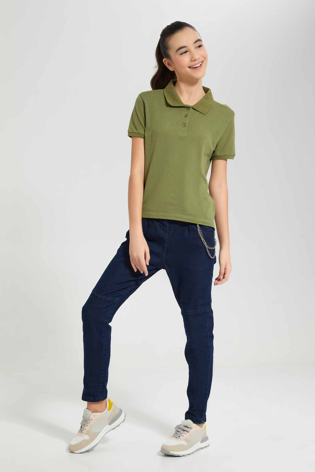 Redtag-Mint-Pique-Polo-Category:T-Shirts,-Colour:Green,-Deals:New-In,-Filter:Senior-Girls-(9-to-14-Yrs),-GSR-T-Shirts,-New-In-GSR-APL,-Non-Sale,-Section:Girls-(0-to-14Yrs),-TBL,-W22O-Senior-Girls-9 to 14 Years
