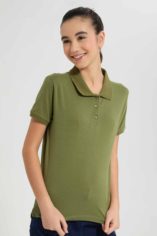 Redtag-Mint-Pique-Polo-Category:T-Shirts,-Colour:Green,-Deals:New-In,-Filter:Senior-Girls-(9-to-14-Yrs),-GSR-T-Shirts,-New-In-GSR-APL,-Non-Sale,-Section:Girls-(0-to-14Yrs),-TBL,-W22O-Senior-Girls-9 to 14 Years