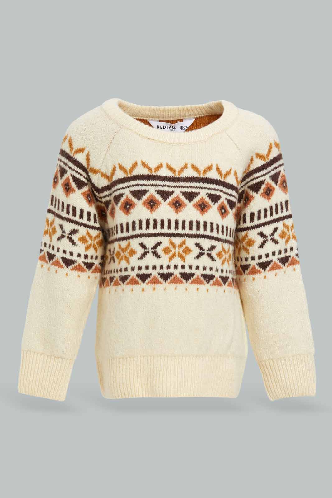 Redtag-Brown-Fairisle-Pullover-Category:Pullovers,-Colour:Brown,-Deals:New-In,-EHW,-Filter:Infant-Boys-(3-to-24-Mths),-INB-Pullovers,-New-In-INB-APL,-Non-Sale,-Section:Boys-(0-to-14Yrs),-W22B-Infant-Boys-3 to 24 Months