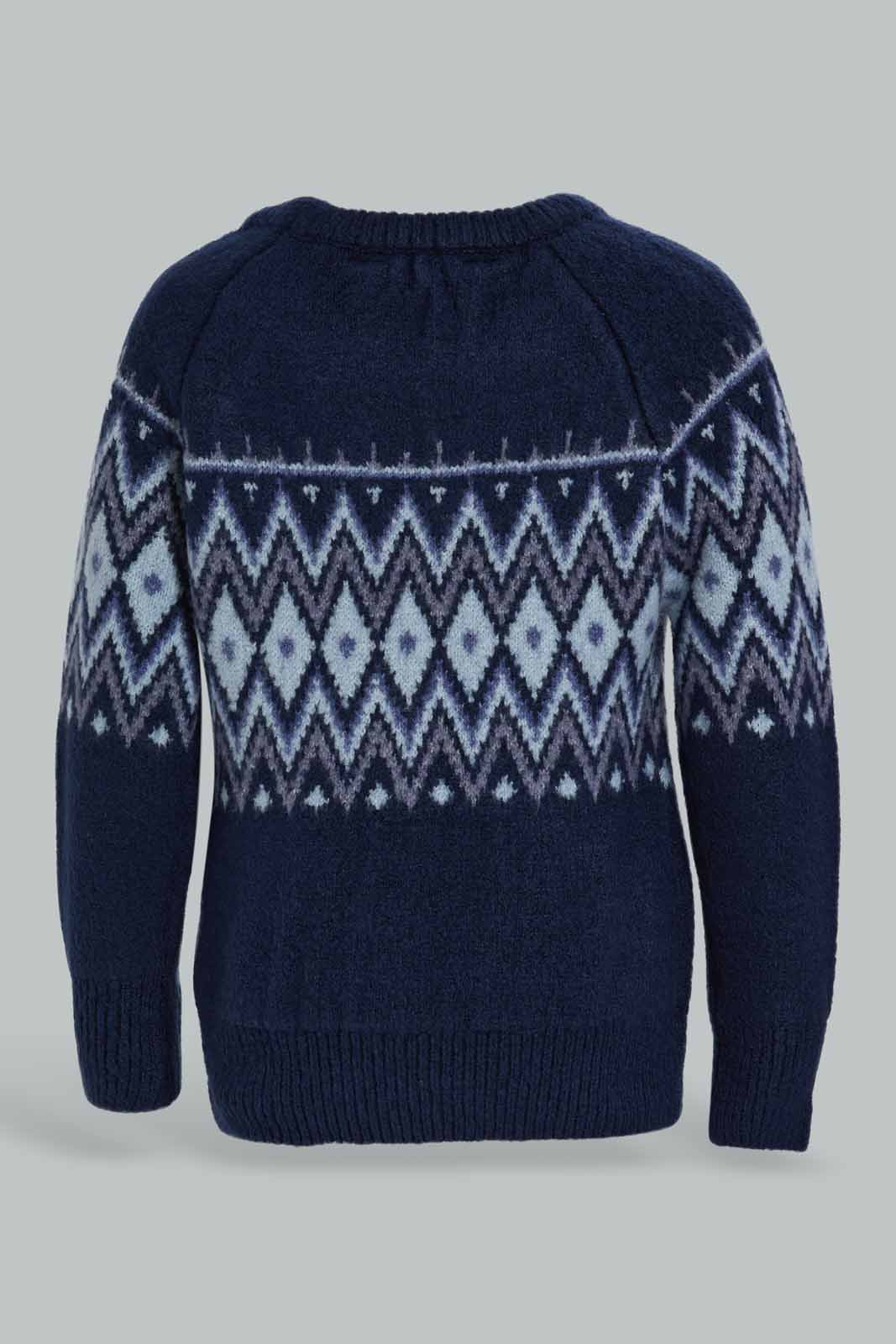 Redtag-Navy-Fairisle-Pullover-Category:Pullovers,-Colour:Navy,-Deals:New-In,-EHW,-Filter:Infant-Boys-(3-to-24-Mths),-INB-Pullovers,-New-In-INB-APL,-Non-Sale,-Section:Boys-(0-to-14Yrs),-W22B-Infant-Boys-3 to 24 Months