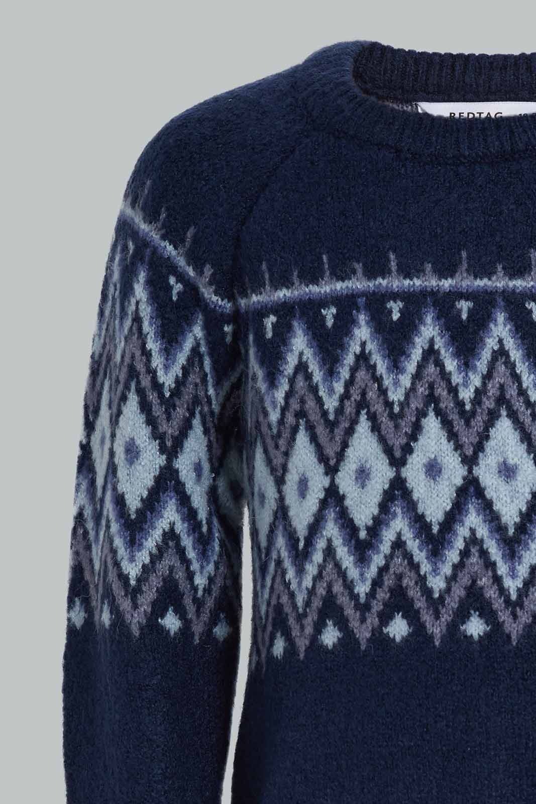 Redtag-Navy-Fairisle-Pullover-Category:Pullovers,-Colour:Navy,-Deals:New-In,-EHW,-Filter:Infant-Boys-(3-to-24-Mths),-INB-Pullovers,-New-In-INB-APL,-Non-Sale,-Section:Boys-(0-to-14Yrs),-W22B-Infant-Boys-3 to 24 Months
