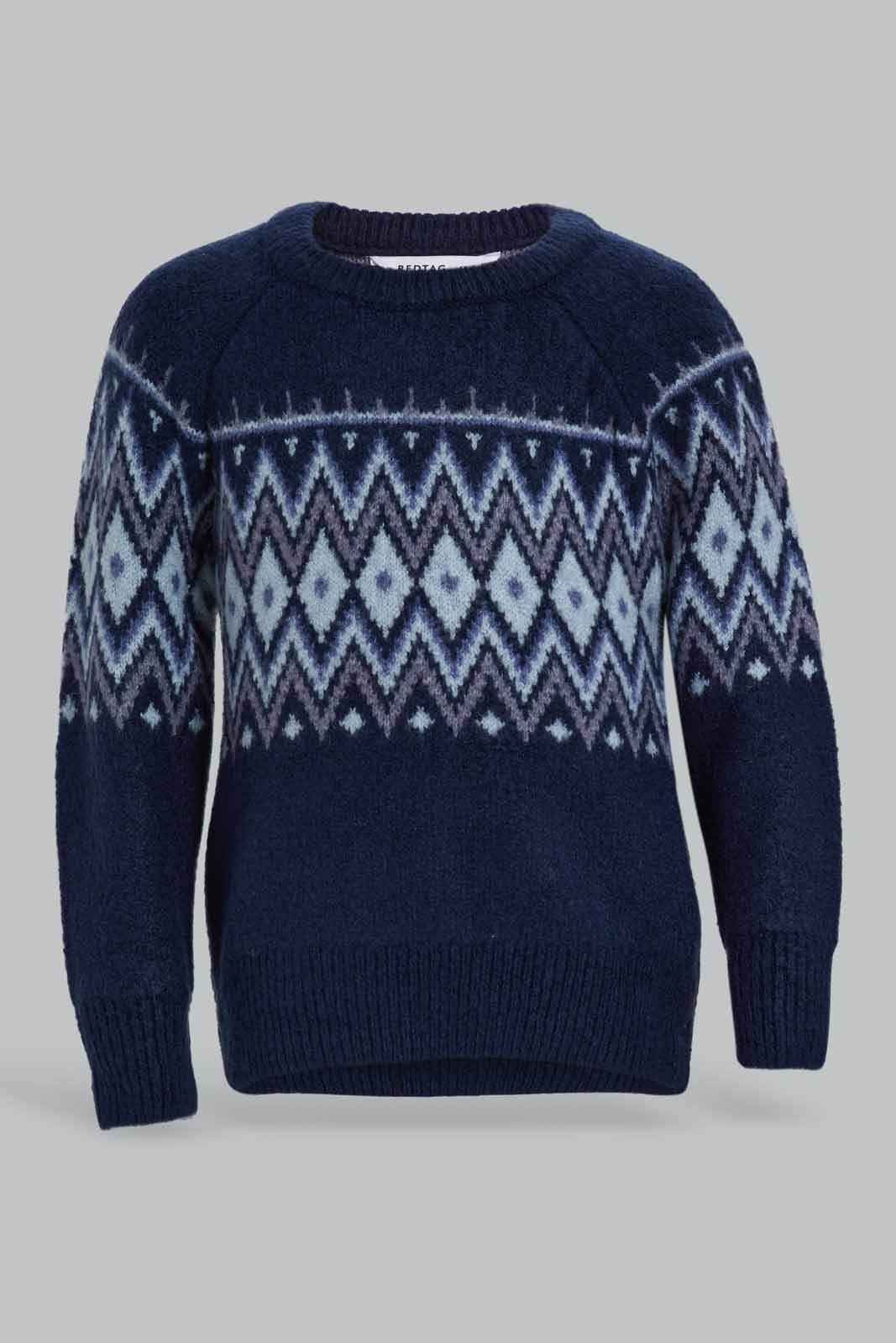 Redtag-Navy-Fairisle-Pullover-Category:Pullovers,-Colour:Navy,-Deals:New-In,-EHW,-Filter:Infant-Boys-(3-to-24-Mths),-INB-Pullovers,-New-In-INB-APL,-Non-Sale,-Section:Boys-(0-to-14Yrs),-W22B-Infant-Boys-3 to 24 Months
