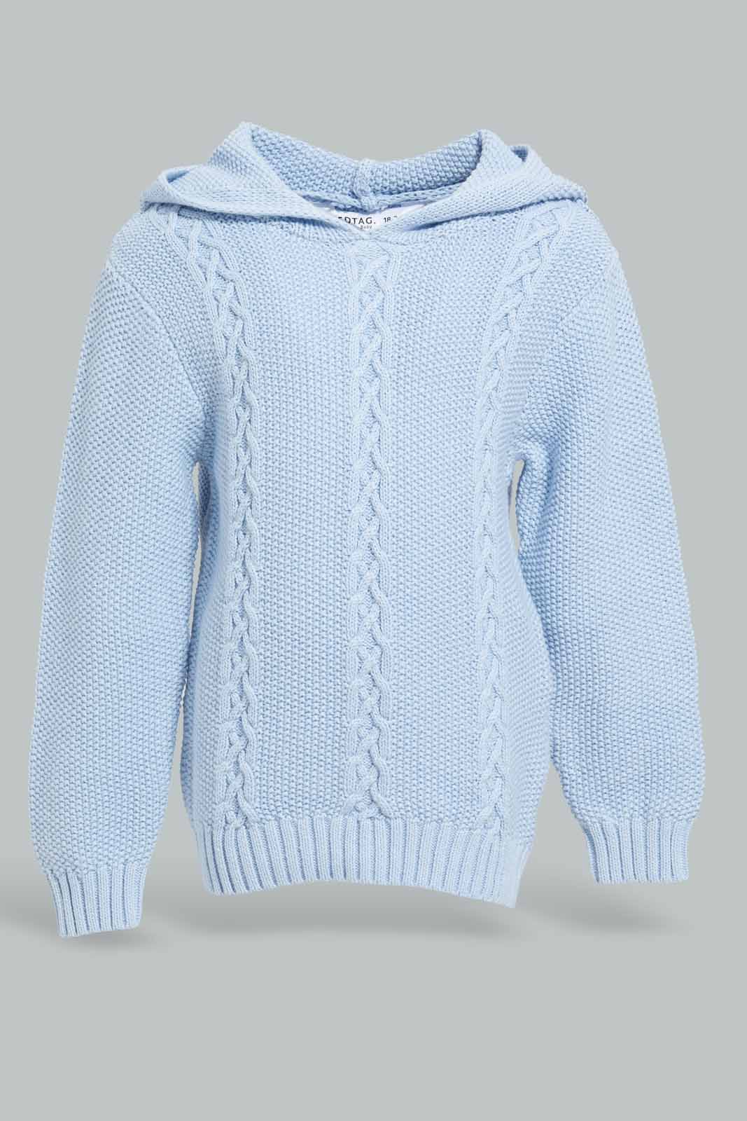 Redtag-Blue-Hooded-Palin-Cable-Pullover-Category:Pullovers,-Colour:Blue,-Deals:New-In,-EHW,-Filter:Infant-Boys-(3-to-24-Mths),-INB-Pullovers,-New-In-INB-APL,-Non-Sale,-Section:Boys-(0-to-14Yrs),-W22B-Infant-Boys-3 to 24 Months