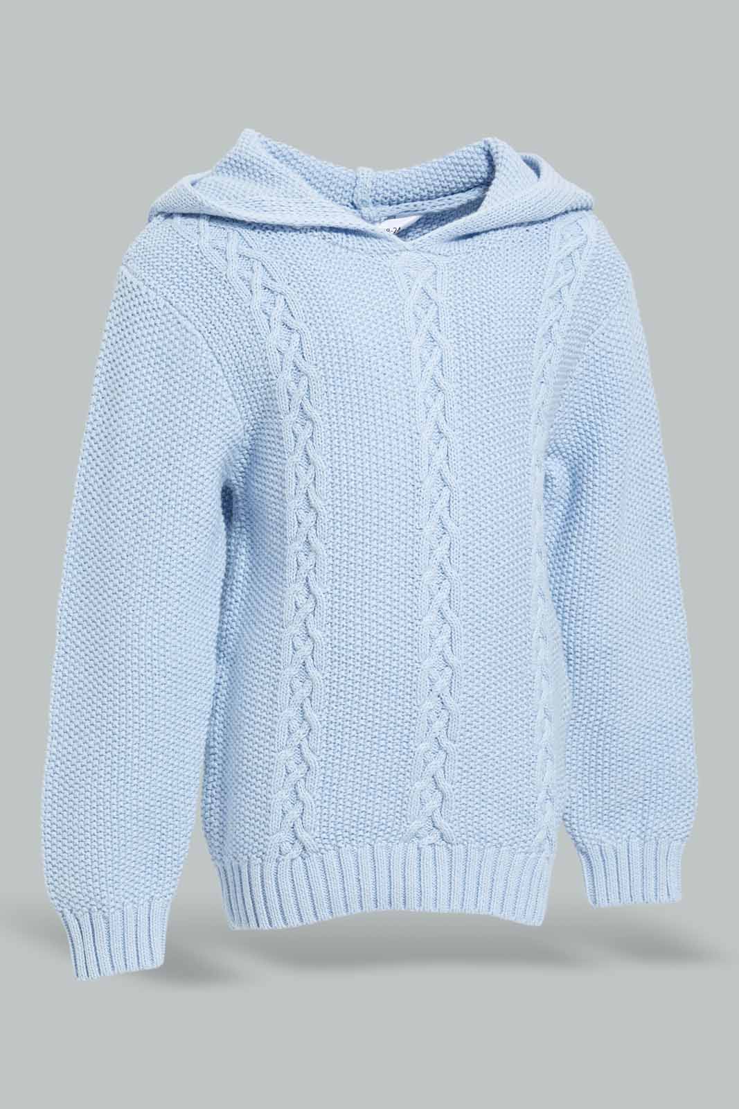 Redtag-Blue-Hooded-Palin-Cable-Pullover-Category:Pullovers,-Colour:Blue,-Deals:New-In,-EHW,-Filter:Infant-Boys-(3-to-24-Mths),-INB-Pullovers,-New-In-INB-APL,-Non-Sale,-Section:Boys-(0-to-14Yrs),-W22B-Infant-Boys-3 to 24 Months