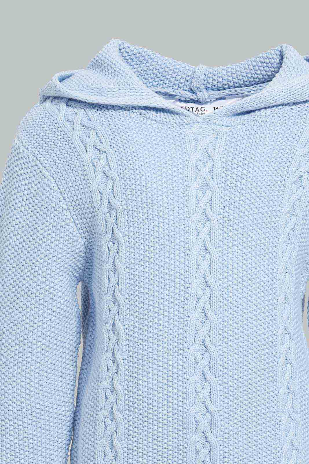 Redtag-Blue-Hooded-Palin-Cable-Pullover-Category:Pullovers,-Colour:Blue,-Deals:New-In,-EHW,-Filter:Infant-Boys-(3-to-24-Mths),-INB-Pullovers,-New-In-INB-APL,-Non-Sale,-Section:Boys-(0-to-14Yrs),-W22B-Infant-Boys-3 to 24 Months