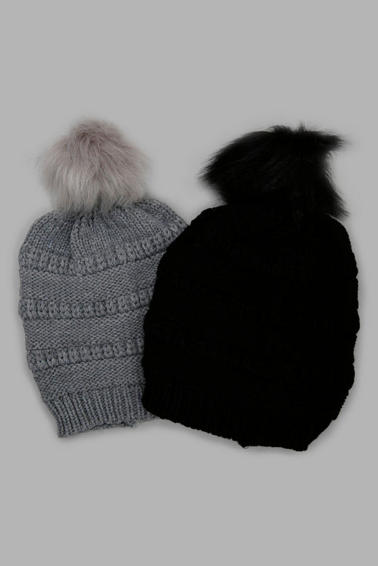 Redtag-Assorted-Grey-And-Black-Knited-Cap-Set-Of-2-BOY-Caps-&-Hats,-Category:Caps-&-Hats,-Colour:Assorted,-Filter:Boys-Accessories,-New-In,-New-In-BOY-ACC,-Non-Sale,-Section:Boys-(0-to-14Yrs),-W22A-Boys-