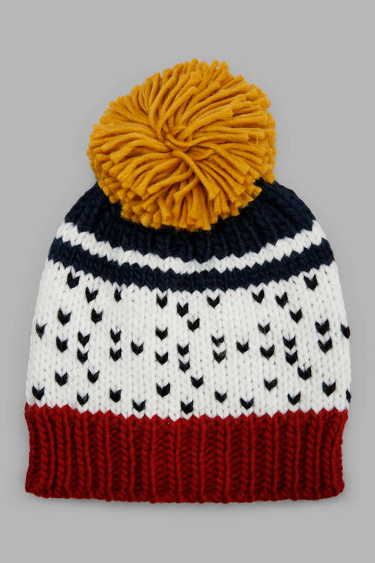 Redtag-Assorted-Navy-And-White-Stripe-Knitted-Cap-Set-Of-3-With-Scarf-0,-Category:0,-Colour:Assorted,-Filter:Boys-Accessories,-New-In,-New-In-BOY-ACC,-Non-Sale,-Section:Boys-(0-to-14Yrs),-W22B-Boys-