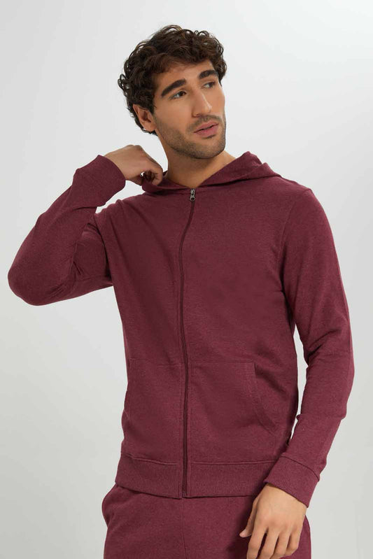 Redtag-Burgandy-Zip-Thru-Hoody-Category:Sweatshirts,-Colour:Burgundy,-Deals:New-In,-Filter:Men's-Clothing,-Men-Sweatshirts,-New-In-Men-APL,-Non-Sale,-Section:Men,-TBL,-W22A-Men's-