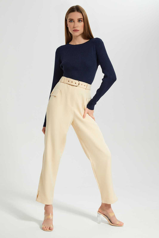 Redtag-Navy-Crewneck-Longsleeve-Top-Category:Tops,-Colour:Navy,-Deals:New-In,-Filter:Women's-Clothing,-LEC,-LEC-Tops,-New-In-LEC-APL,-Non-Sale,-Section:Women,-W22B-Women's-