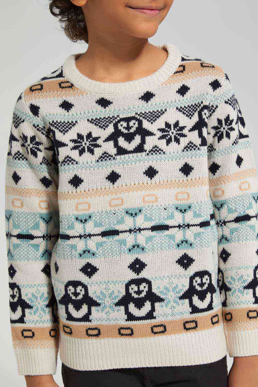 Redtag-Beige-Fairisle-Jaquard-Hat-Set-BOY-Pullovers,-Category:Pullovers,-Colour:Beige,-Deals:New-In,-Filter:Boys-(2-to-8-Yrs),-New-In-BOY-APL,-Non-Sale,-Section:Boys-(0-to-14Yrs),-W22B-Boys-2 to 8 Years