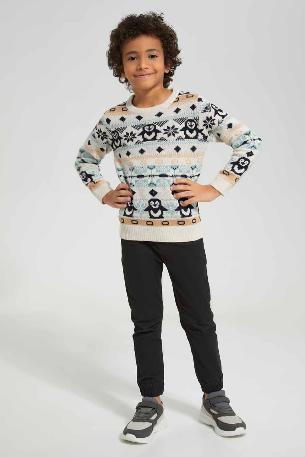 Redtag-Beige-Fairisle-Jaquard-Hat-Set-BOY-Pullovers,-Category:Pullovers,-Colour:Beige,-Deals:New-In,-Filter:Boys-(2-to-8-Yrs),-New-In-BOY-APL,-Non-Sale,-Section:Boys-(0-to-14Yrs),-W22B-Boys-2 to 8 Years
