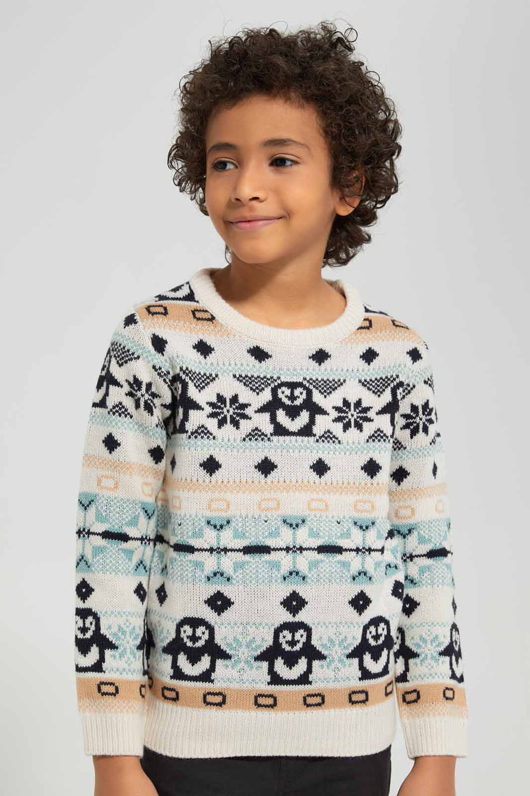 Redtag-Beige-Fairisle-Jaquard-Hat-Set-BOY-Pullovers,-Category:Pullovers,-Colour:Beige,-Deals:New-In,-Filter:Boys-(2-to-8-Yrs),-New-In-BOY-APL,-Non-Sale,-Section:Boys-(0-to-14Yrs),-W22B-Boys-2 to 8 Years