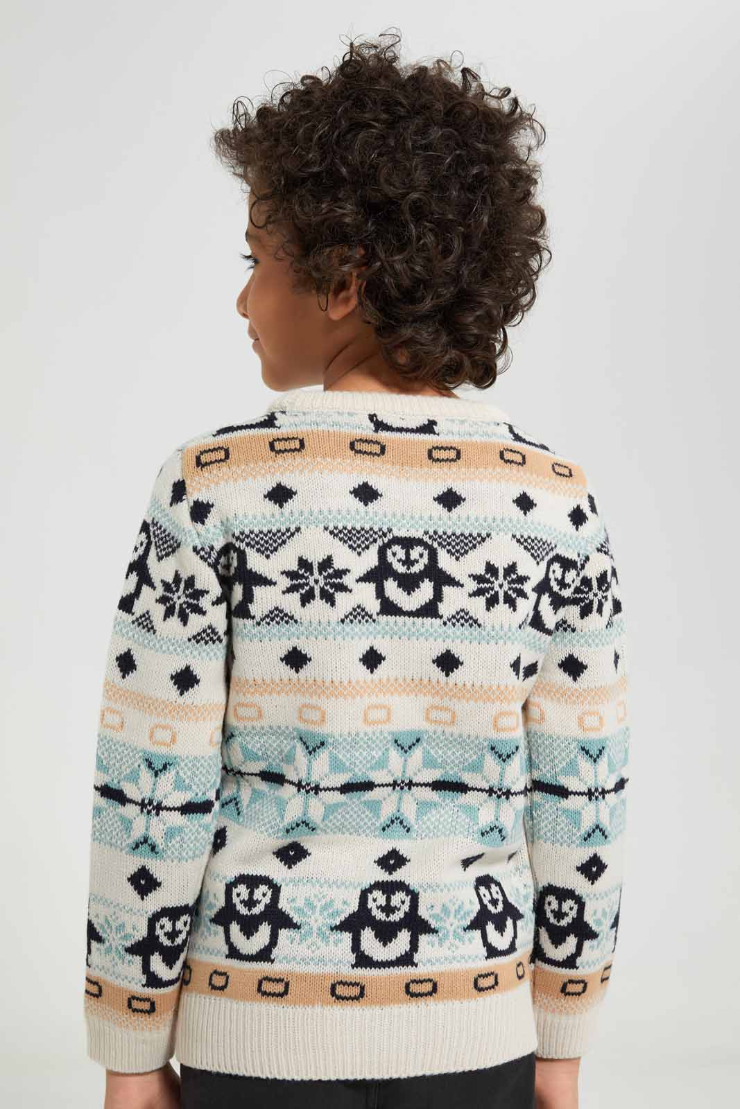 Redtag-Beige-Fairisle-Jaquard-Hat-Set-BOY-Pullovers,-Category:Pullovers,-Colour:Beige,-Deals:New-In,-Filter:Boys-(2-to-8-Yrs),-New-In-BOY-APL,-Non-Sale,-Section:Boys-(0-to-14Yrs),-W22B-Boys-2 to 8 Years
