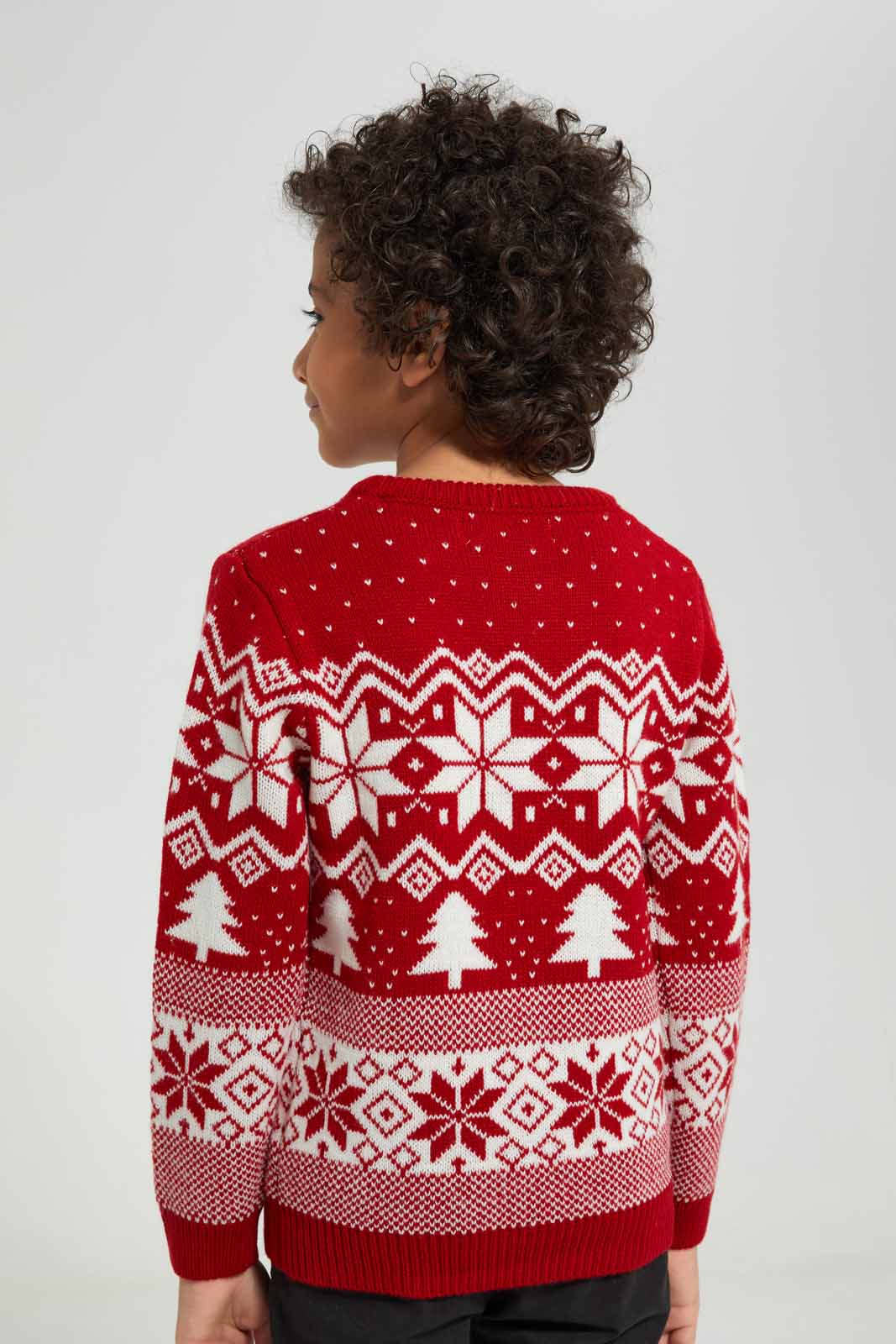 Redtag-Red-Fairisle-Jaquard-Hat-Set-BOY-Pullovers,-Category:Pullovers,-Colour:Red,-Deals:New-In,-EHW,-Filter:Boys-(2-to-8-Yrs),-New-In-BOY-APL,-Non-Sale,-Section:Boys-(0-to-14Yrs),-W22B-Boys-2 to 8 Years