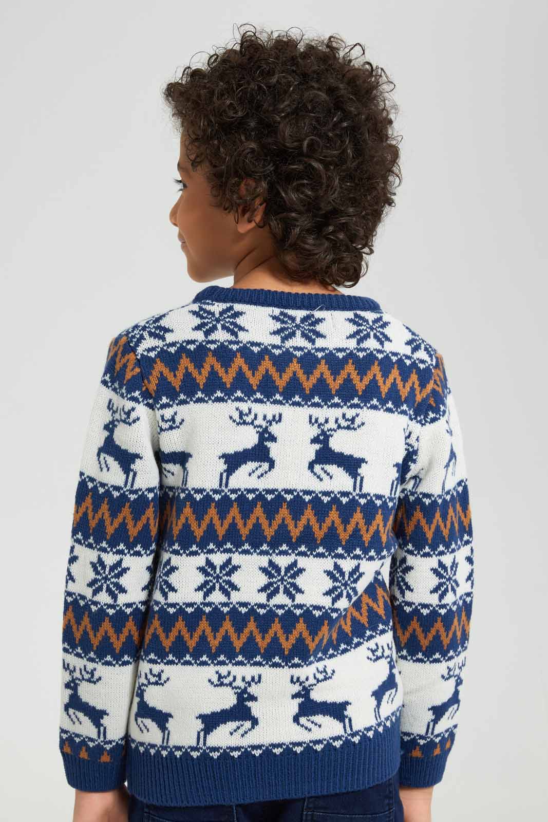 Redtag-Navy-Fairisle-jaquard-Hat-Set-BOY-Pullovers,-Category:Pullovers,-Colour:Navy,-Deals:New-In,-EHW,-Filter:Boys-(2-to-8-Yrs),-New-In-BOY-APL,-Non-Sale,-Section:Boys-(0-to-14Yrs),-W22B-Boys-2 to 8 Years