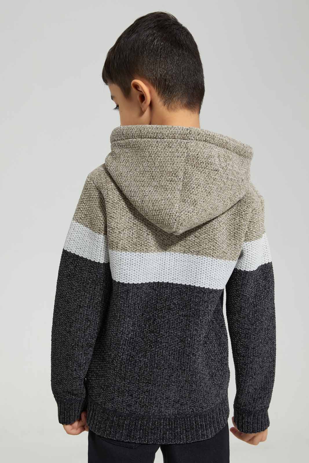 Redtag-Beige-Chenile-Stripe-Zip-Through-Cardigan-BOY-Cardigans,-Category:Cardigans,-Colour:Beige,-Deals:New-In,-EHW,-Filter:Boys-(2-to-8-Yrs),-New-In-BOY-APL,-Non-Sale,-Section:Boys-(0-to-14Yrs),-W22B-Boys-2 to 8 Years