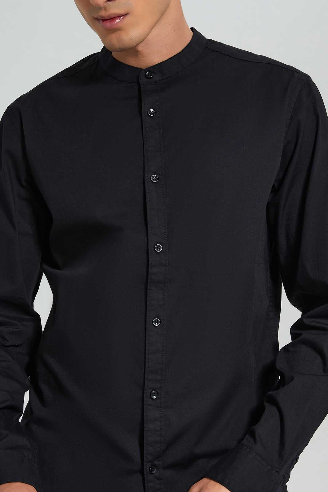Redtag-Black-Mandrain-Collar-Shirt-Category:Shirts,-Colour:Black,-Deals:New-In,-Filter:Men's-Clothing,-Men-Shirts,-New-In-Men-APL,-Non-Sale,-Section:Men,-TBL,-W22A-Men's-