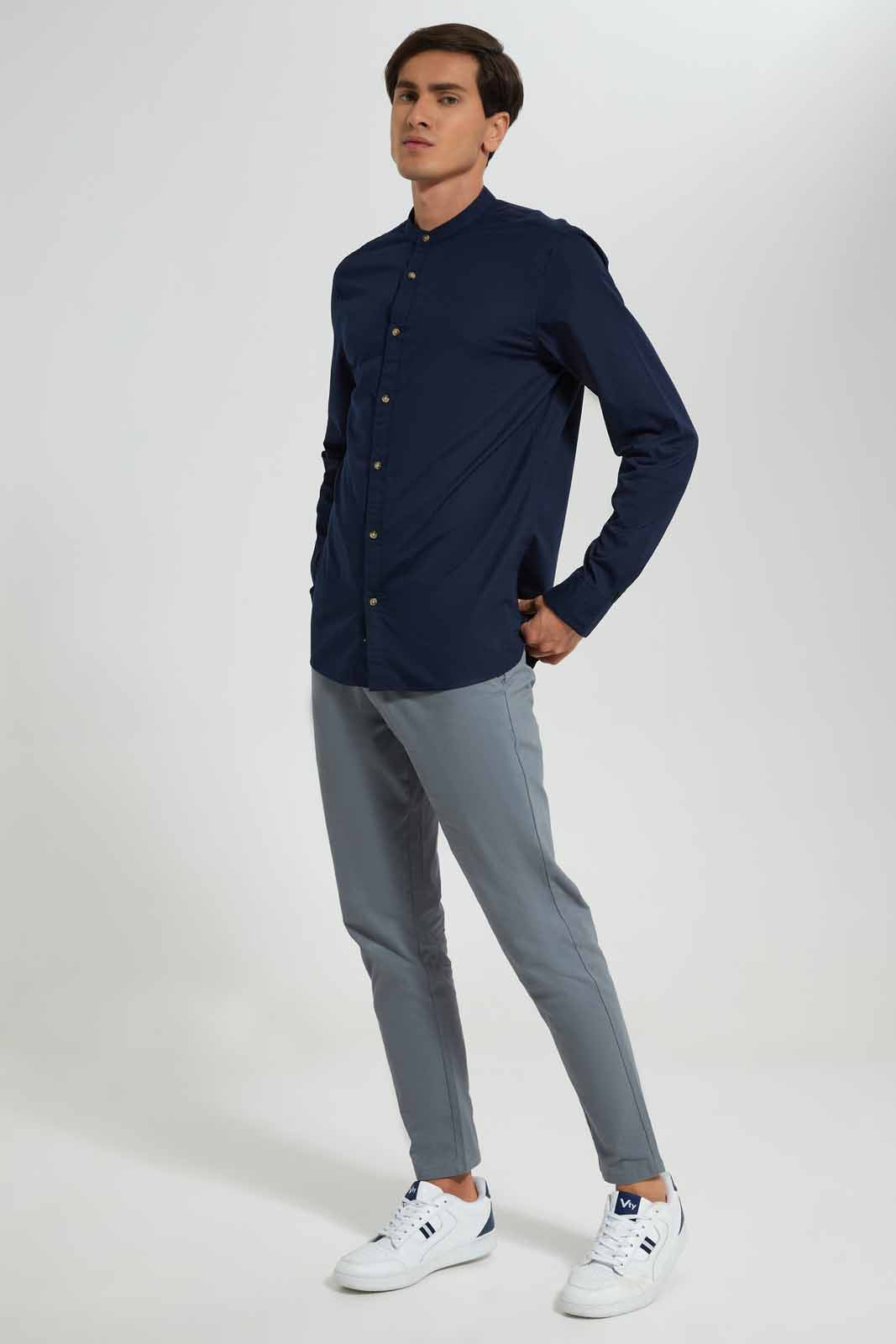 Redtag-Navy-Mandrain-Collar-Shirt-Category:Shirts,-Colour:Navy,-Deals:New-In,-Filter:Men's-Clothing,-Men-Shirts,-New-In-Men-APL,-Non-Sale,-Section:Men,-TBL,-W22A-Men's-