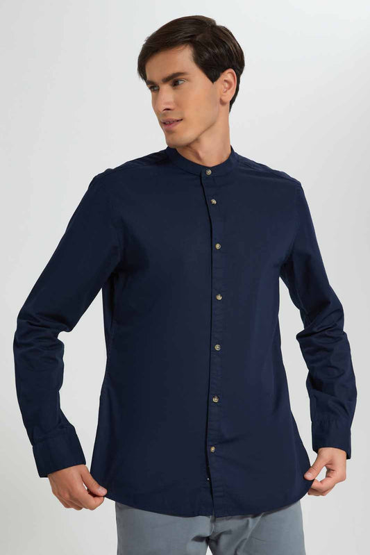 Redtag-Navy-Mandrain-Collar-Shirt-Category:Shirts,-Colour:Navy,-Deals:New-In,-Filter:Men's-Clothing,-Men-Shirts,-New-In-Men-APL,-Non-Sale,-Section:Men,-TBL,-W22A-Men's-