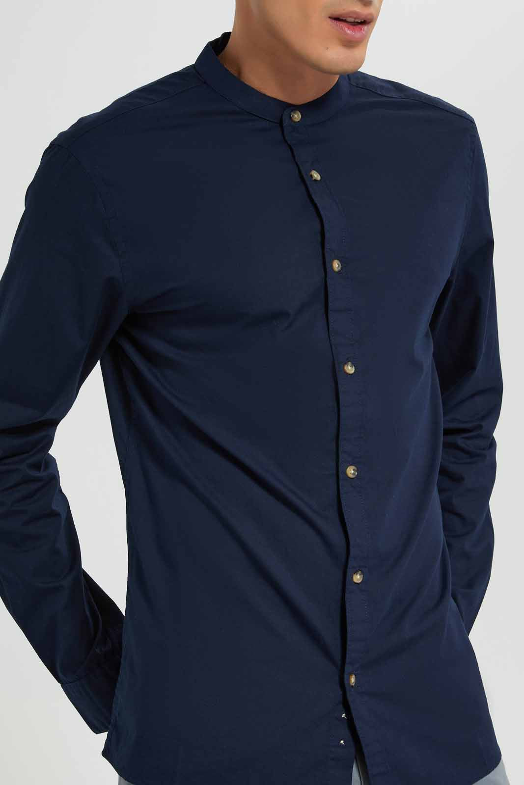 Redtag-Navy-Mandrain-Collar-Shirt-Category:Shirts,-Colour:Navy,-Deals:New-In,-Filter:Men's-Clothing,-Men-Shirts,-New-In-Men-APL,-Non-Sale,-Section:Men,-TBL,-W22A-Men's-