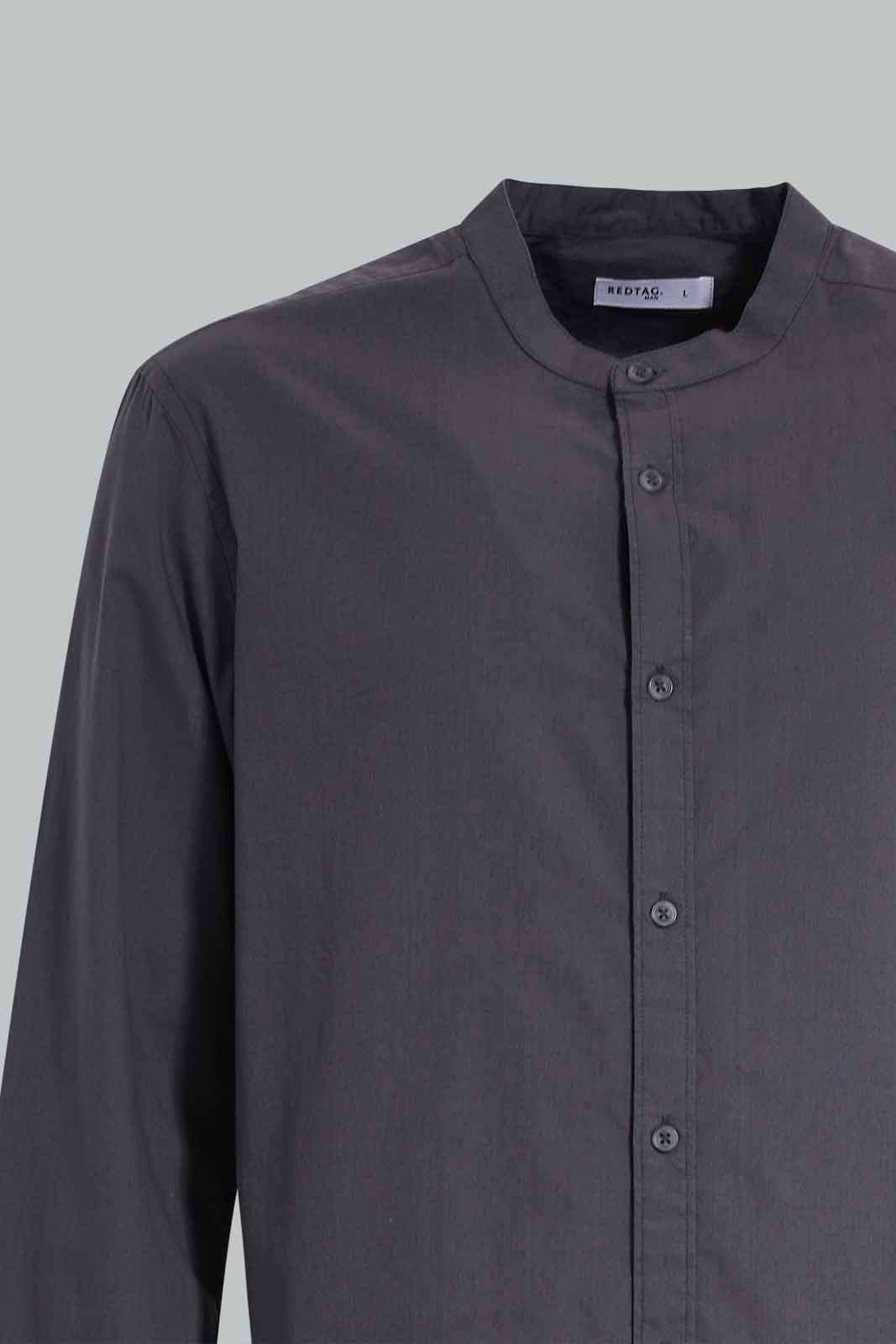 Redtag-Slate-Gray-Mandrain-Collar-Shirt-Category:Shirts,-Colour:Grey,-Deals:New-In,-Filter:Men's-Clothing,-Men-Shirts,-New-In-Men-APL,-Non-Sale,-Section:Men,-TBL,-W22A-Men's-