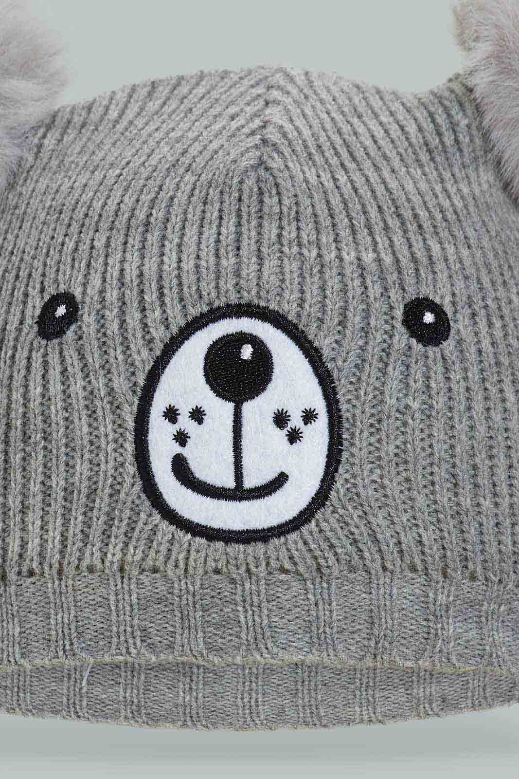 Redtag-Assorted-Grey-And-Navy-Blue-Charcater-Knitted-Cap-Set-Of-2-BOY-Knitted-Accessories,-Category:Knitted-Accessories,-Colour:Assorted,-Filter:Boys-Accessories,-New-In,-New-In-BOY-ACC,-Non-Sale,-Section:Boys-(0-to-14Yrs),-W22B-Boys-