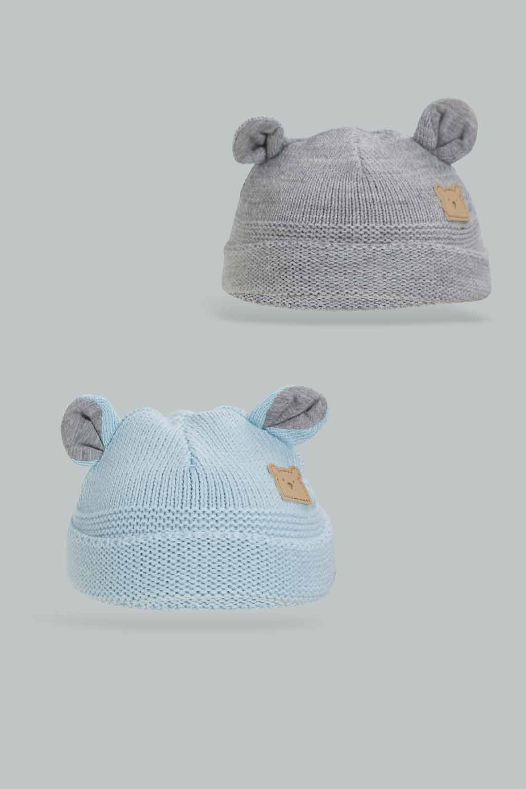 Redtag-Assorted-Blue-And-Grey-Set-Of-2-Knitted-Cap-BOY-Knitted-Accessories,-Category:Knitted-Accessories,-Colour:Assorted,-Filter:Boys-Accessories,-New-In,-New-In-BOY-ACC,-Non-Sale,-Section:Boys-(0-to-14Yrs),-W22B-Boys-