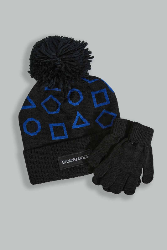 Redtag-Assorted-Navy-Knitted-Cap-Set-Of-2-With-Gloves-BOY-Knitted-Accessories,-Category:Knitted-Accessories,-Colour:Assorted,-Filter:Boys-Accessories,-New-In,-New-In-BOY-ACC,-Non-Sale,-Section:Boys-(0-to-14Yrs),-W22A-Boys-