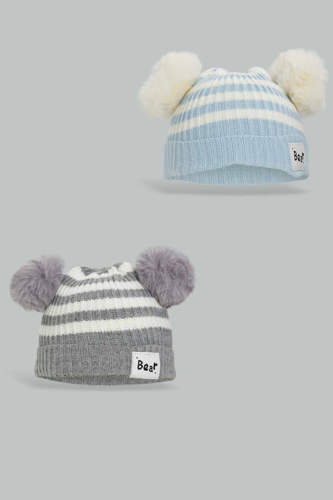 Redtag-Assorted-Grey-And-Blue-Set-Of-2-Knitted-Cap-BOY-Knitted-Accessories,-Category:Knitted-Accessories,-Colour:Assorted,-Filter:Boys-Accessories,-New-In,-New-In-BOY-ACC,-Non-Sale,-Section:Boys-(0-to-14Yrs),-W22A-Boys-