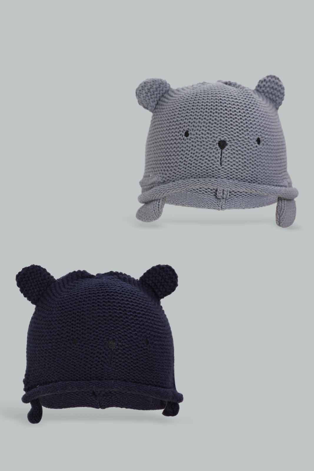 Redtag-Assorted-Navy-Blue-And-Grey-Set-Of-2-Knitted-Cap-BOY-Knitted-Accessories,-Category:Knitted-Accessories,-Colour:Assorted,-Filter:Boys-Accessories,-New-In,-New-In-BOY-ACC,-Non-Sale,-Section:Boys-(0-to-14Yrs),-W22A-Boys-