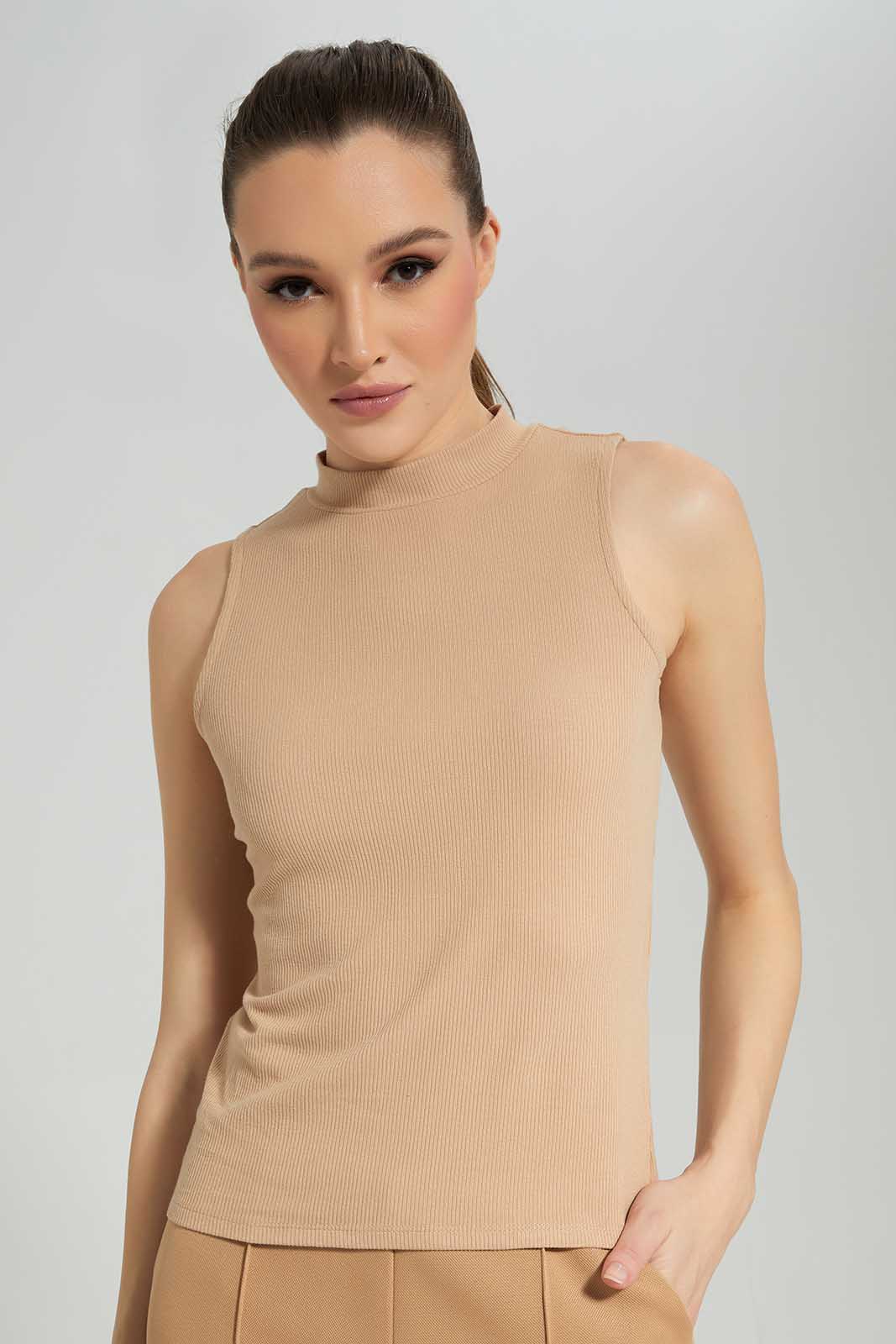 Redtag-Beige-High-Neck-Top-Category:Tops,-Colour:Beige,-Deals:New-In,-Filter:Women's-Clothing,-LDC,-LDC-Tops,-New-In-LDC-APL,-Non-Sale,-Section:Women,-TBL,-W22A-Women's-
