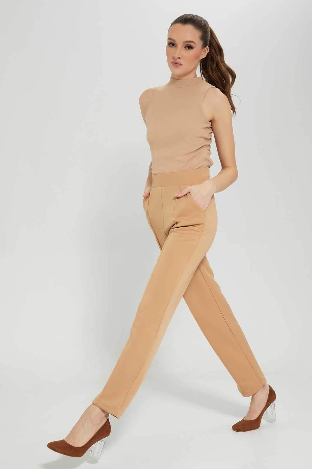 Redtag-Beige-High-Neck-Top-Category:Tops,-Colour:Beige,-Deals:New-In,-Filter:Women's-Clothing,-LDC,-LDC-Tops,-New-In-LDC-APL,-Non-Sale,-Section:Women,-TBL,-W22A-Women's-