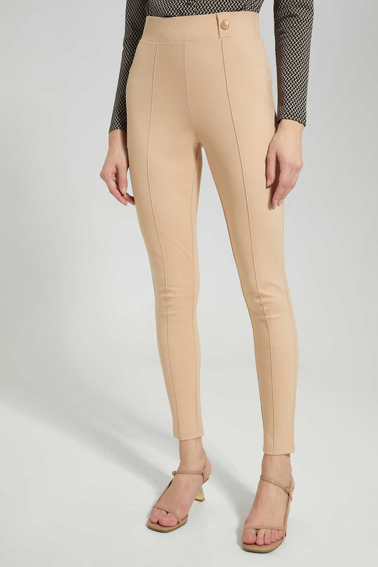 Redtag-Sand-Legging-Category:Leggings,-Colour:Sand,-Deals:New-In,-Filter:Women's-Clothing,-LDC,-LDC-Leggings,-New-In-LDC-APL,-Non-Sale,-Section:Women,-TBL,-W22A-Women's-