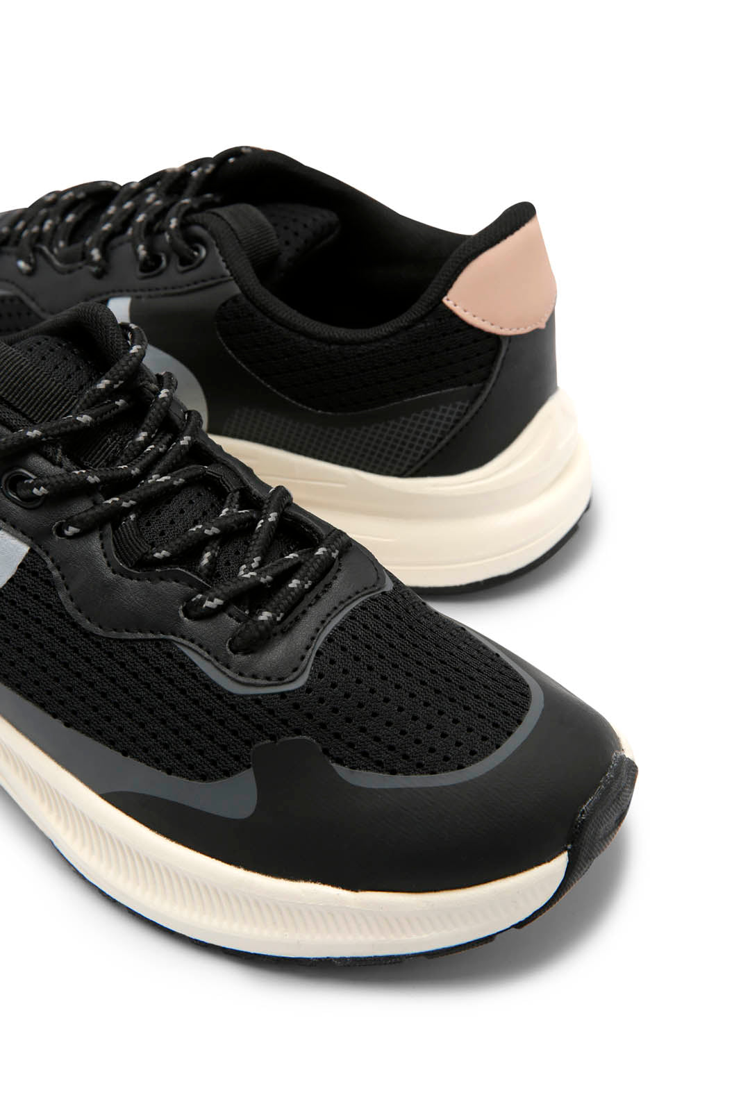 Redtag-Black-Mesh-Lace-Up-Sneaker-Category:Trainers,-Colour:Black,-Deals:New-In,-Dept:Ladieswear,-Filter:Women's-Footwear,-New-In-Women-FOO,-Non-Sale,-Section:Women,-W22B,-Women-Trainers-Women's-