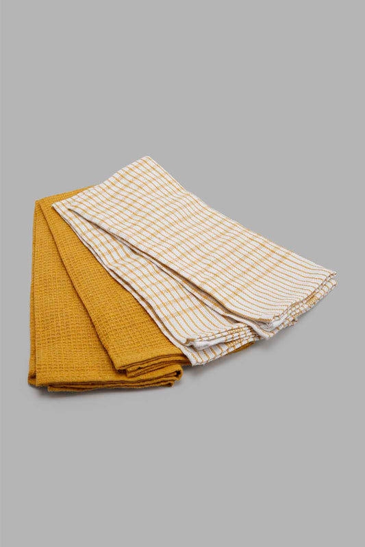 Redtag-Yellow-Kitchen-Towel-Set-(4-Piece)-Category:Towels,-Colour:Yellow,-Deals:New-In,-Filter:Home-Dining,-HMW-DIN-Kitchen-Accessories,-New-In-HMW-DIN,-Non-Sale,-Section:Homewares,-W22A-Home-Dining-
