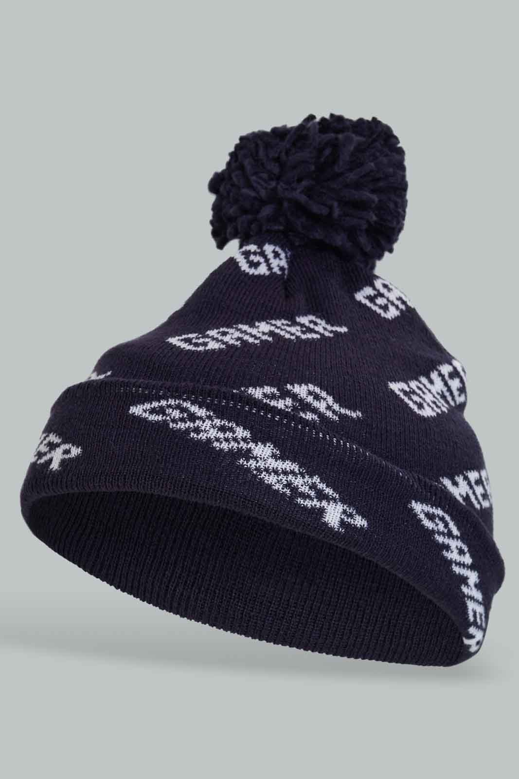 Redtag-Black-Color-Knitted-Cap-BOY-Knitted-Accessories,-Category:Knitted-Accessories,-Colour:Black,-Dept:Boys,-Filter:Boys-Accessories,-New-In,-New-In-BOY-ACC,-Non-Sale,-Section:Boys-(0-to-14Yrs),-W22B-Boys-