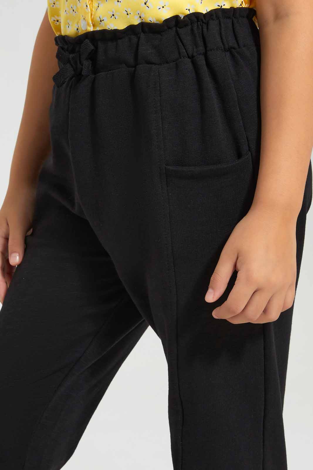 Redtag-Black-knitted-Trouser-Category:Trousers,-Colour:Black,-Deals:New-In,-Filter:Girls-(2-to-8-Yrs),-GIR-Trousers,-New-In-GIR-APL,-Non-Sale,-Section:Girls-(0-to-14Yrs),-W22O-Girls-2 to 8 Years
