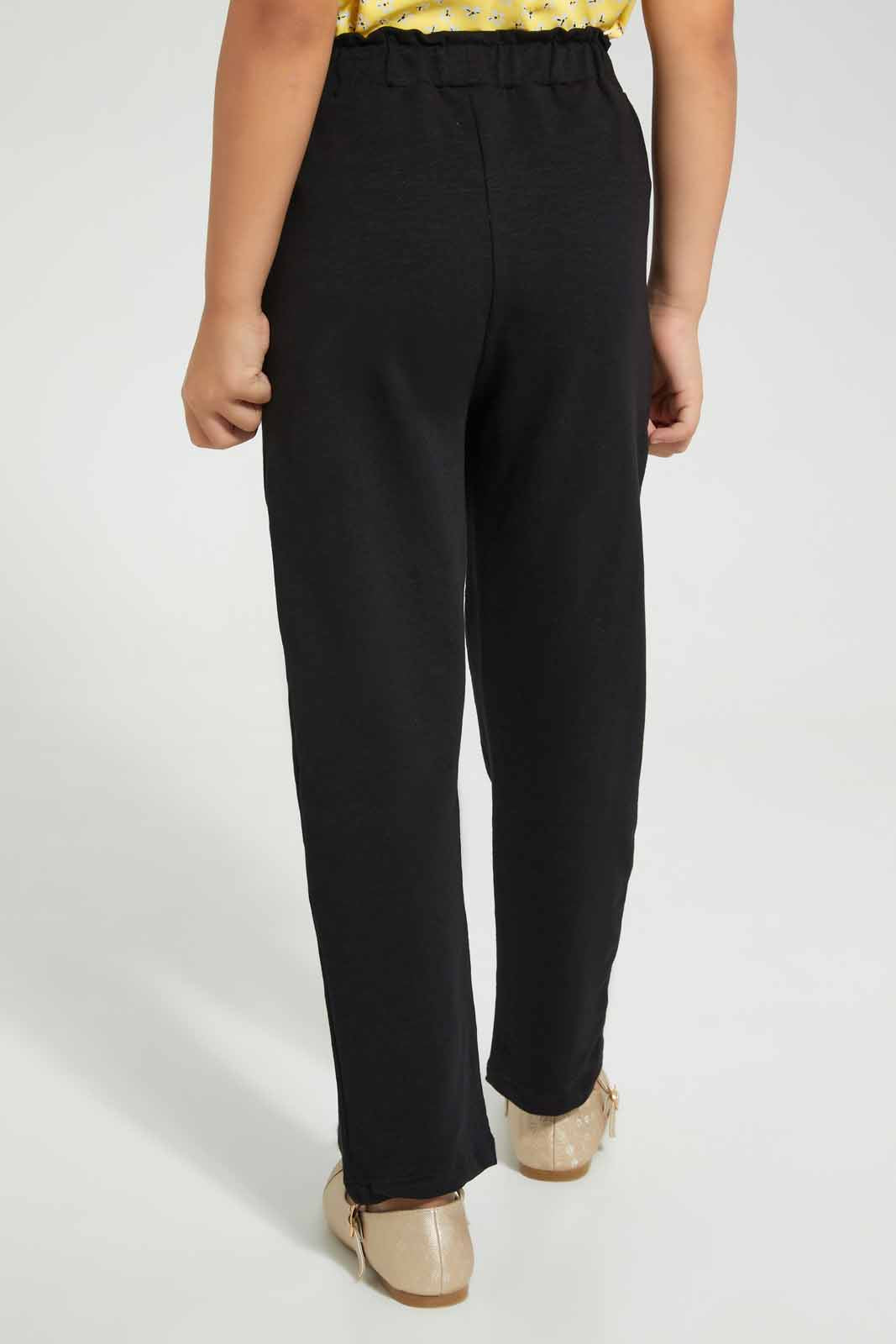 Redtag-Black-knitted-Trouser-Category:Trousers,-Colour:Black,-Deals:New-In,-Filter:Girls-(2-to-8-Yrs),-GIR-Trousers,-New-In-GIR-APL,-Non-Sale,-Section:Girls-(0-to-14Yrs),-W22O-Girls-2 to 8 Years