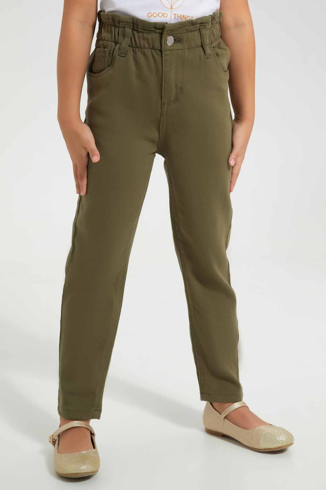Redtag-Olive-Trouser-Category:Trousers,-Colour:Olive,-Deals:New-In,-Filter:Girls-(2-to-8-Yrs),-GIR-Trousers,-New-In-GIR-APL,-Non-Sale,-Section:Girls-(0-to-14Yrs),-W22O-Girls-2 to 8 Years