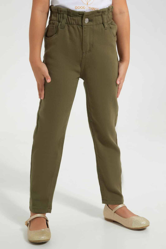 Redtag-Olive-Trouser-Category:Trousers,-Colour:Olive,-Deals:New-In,-Filter:Girls-(2-to-8-Yrs),-GIR-Trousers,-New-In-GIR-APL,-Non-Sale,-Section:Girls-(0-to-14Yrs),-W22O-Girls-2 to 8 Years