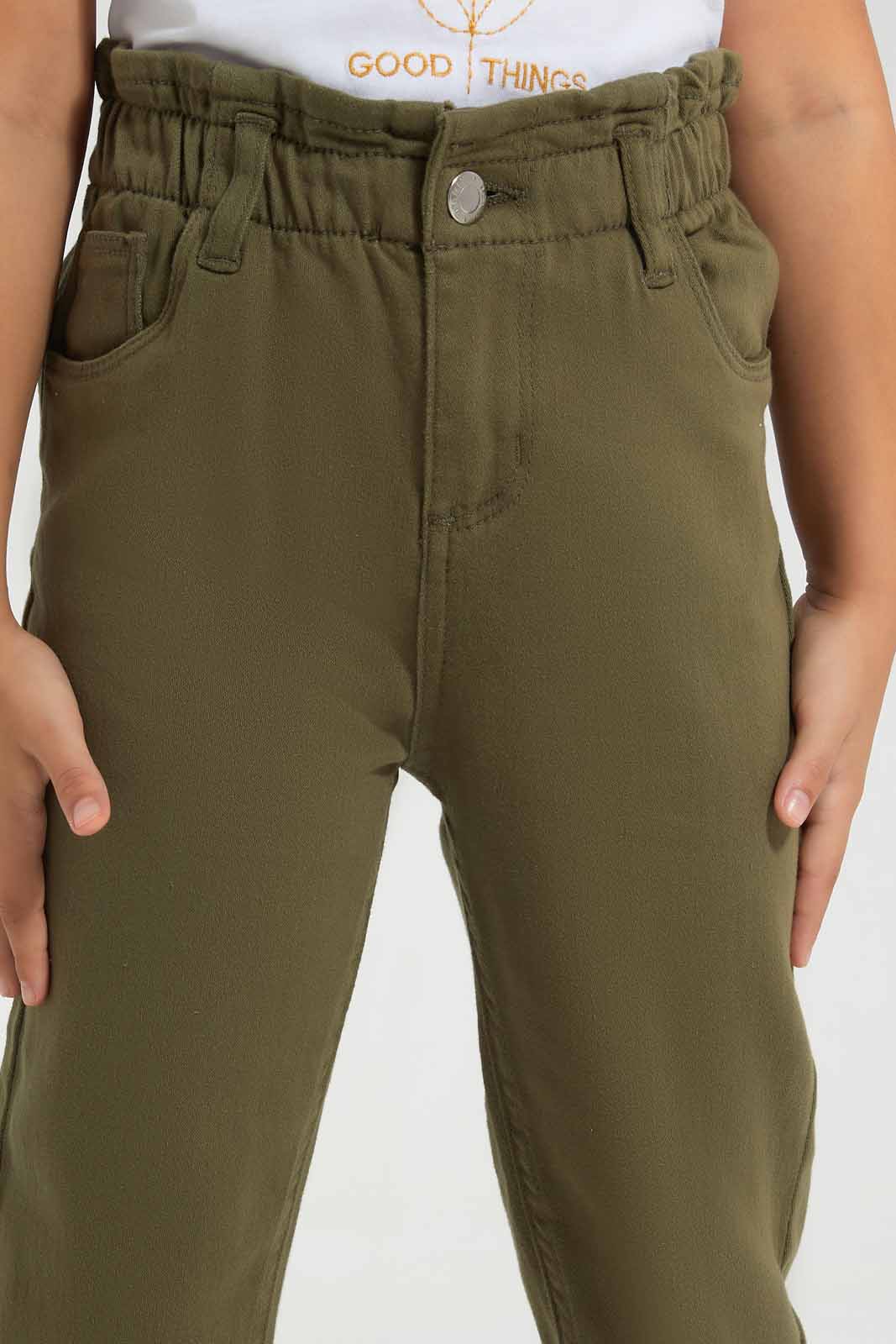 Redtag-Olive-Trouser-Category:Trousers,-Colour:Olive,-Deals:New-In,-Filter:Girls-(2-to-8-Yrs),-GIR-Trousers,-New-In-GIR-APL,-Non-Sale,-Section:Girls-(0-to-14Yrs),-W22O-Girls-2 to 8 Years