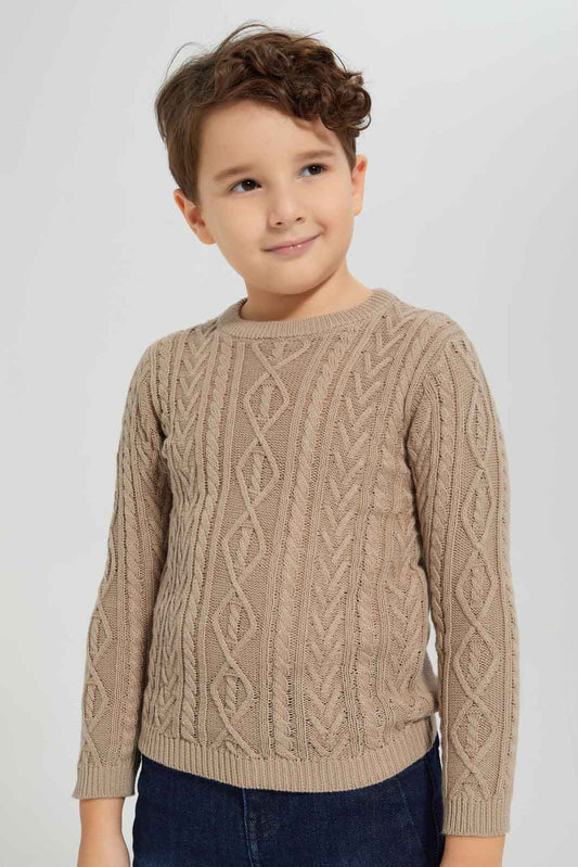 Redtag-Beige-Cable-Jumper-BOY-Pullovers,-Category:Pullovers,-Colour:Beige,-Deals:New-In,-Dept:Boys,-EHW,-Filter:Boys-(2-to-8-Yrs),-New-In-BOY-APL,-Non-Sale,-Section:Boys-(0-to-14Yrs),-W22B-Boys-2 to 8 Years